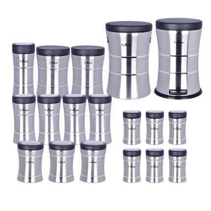 سرویس‌آشپزخانه 18پارچه یونیک مدل استیل مشکی کد UN-4620